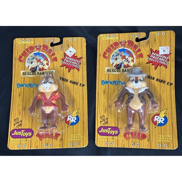 Chip N Dale Rescue Rangers Bend-Ems Figures Jus toys Vtg NOS 4.5" - Picture 1 of 8